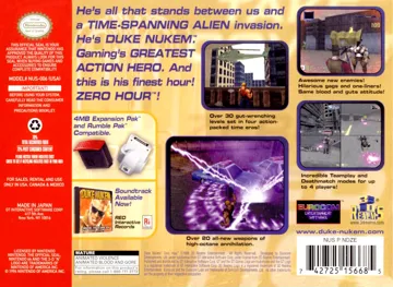 Duke Nukem - Zero Hour (USA) box cover back